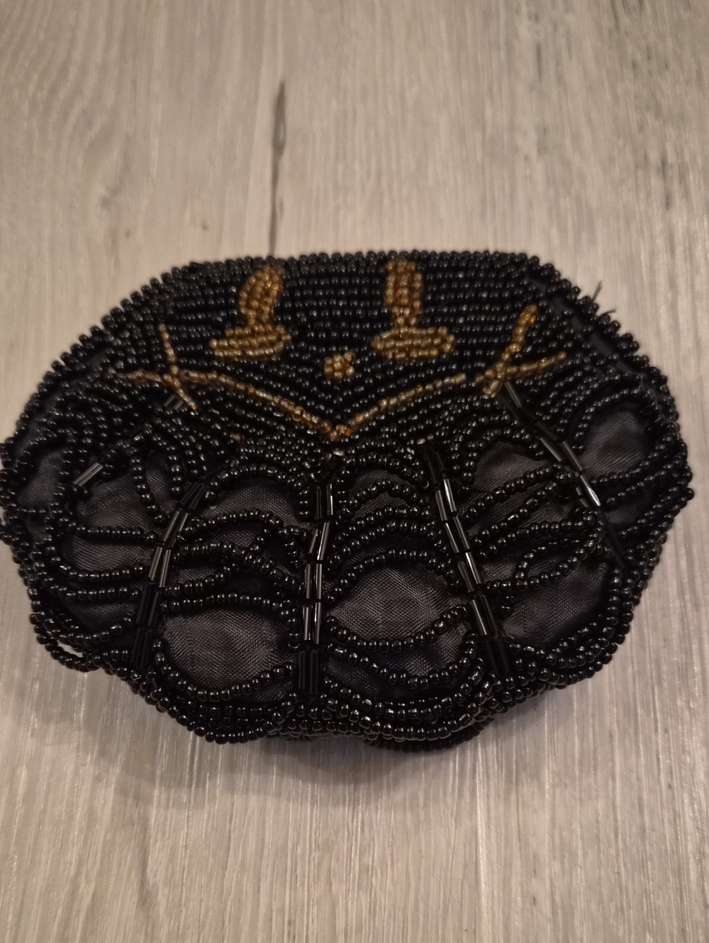 Beaded Black and Gold Evening Coin Pouch - Women Accessories Key.